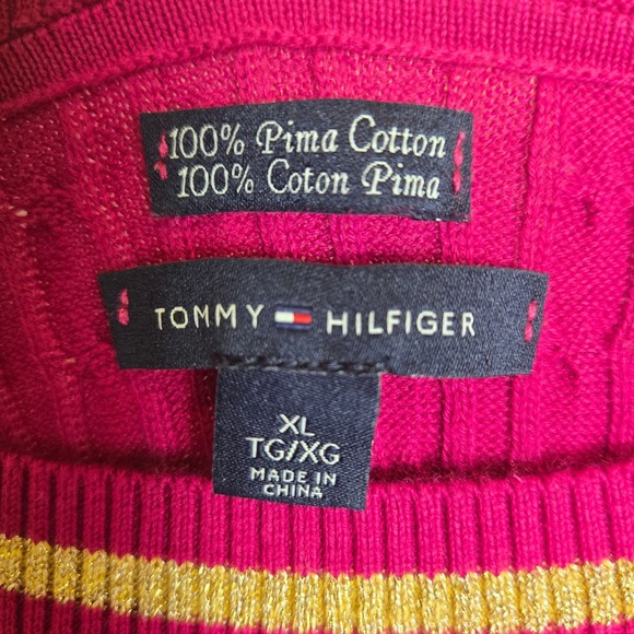 Tommy Hilfiger Boat Neck Cable Knit Sweater, Pink/Gold Accent, Women's Size XL - Picture 4 of 13